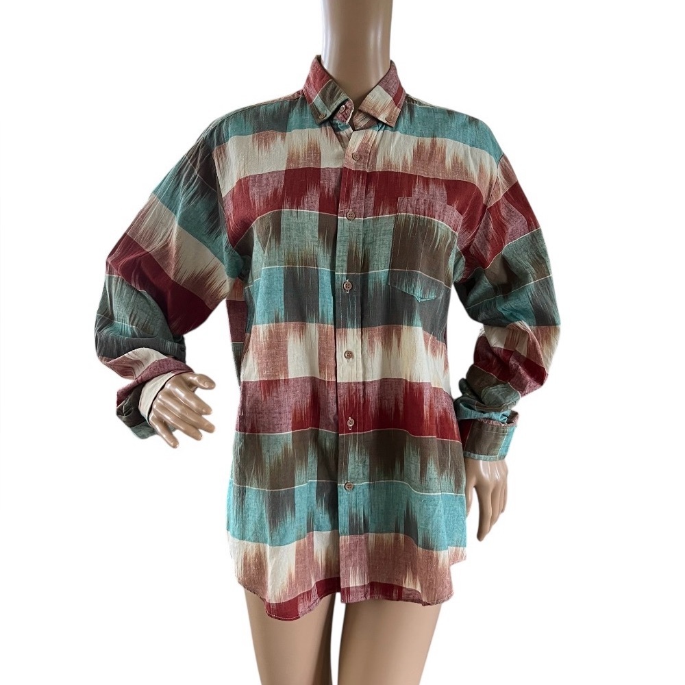 Markings Aztec Southwestern Button Down Roll Tab Sleeves